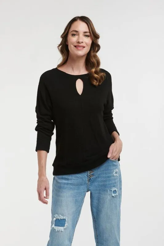 Keyhole Knit Top Black