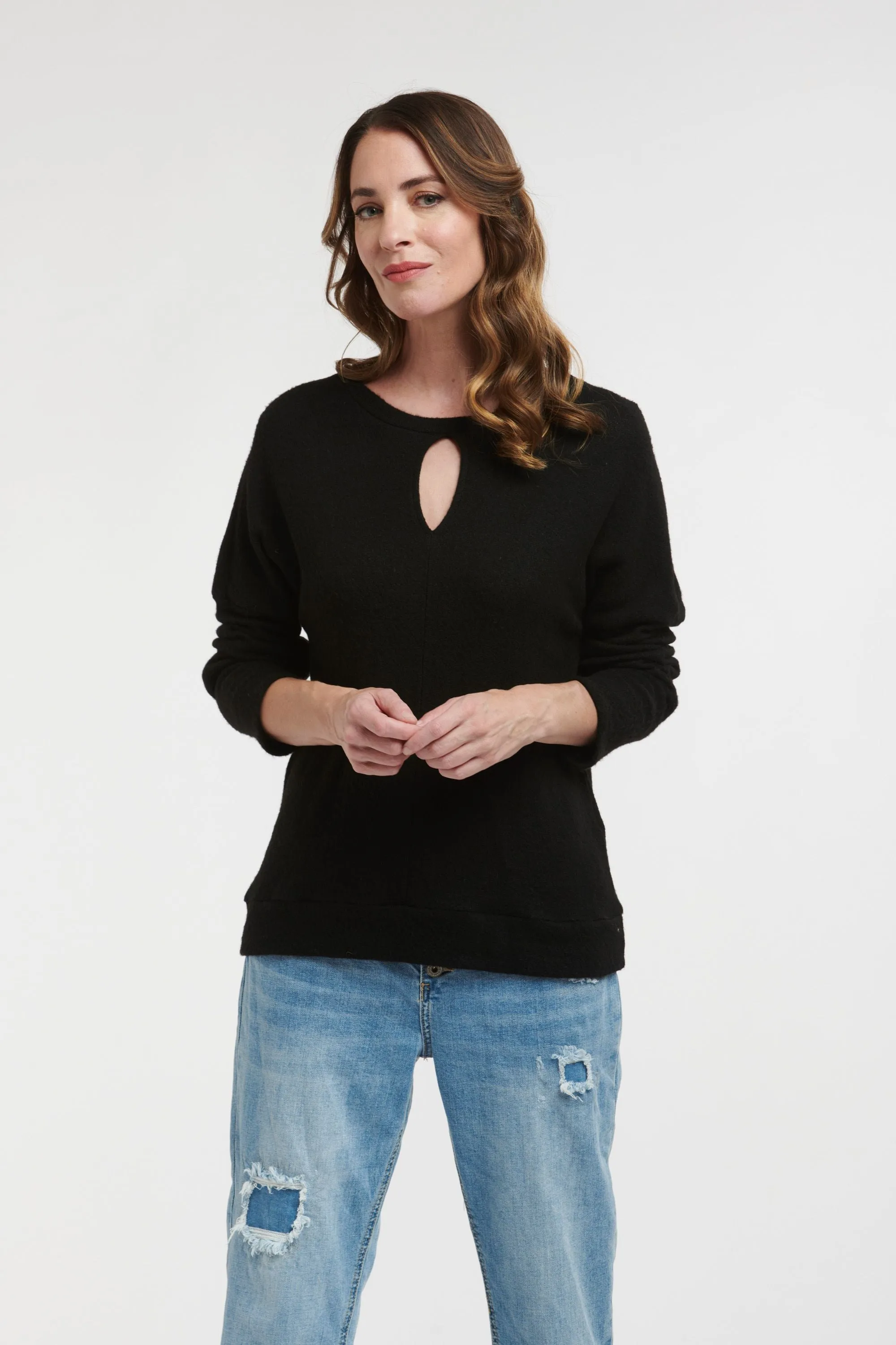 Keyhole Knit Top Black