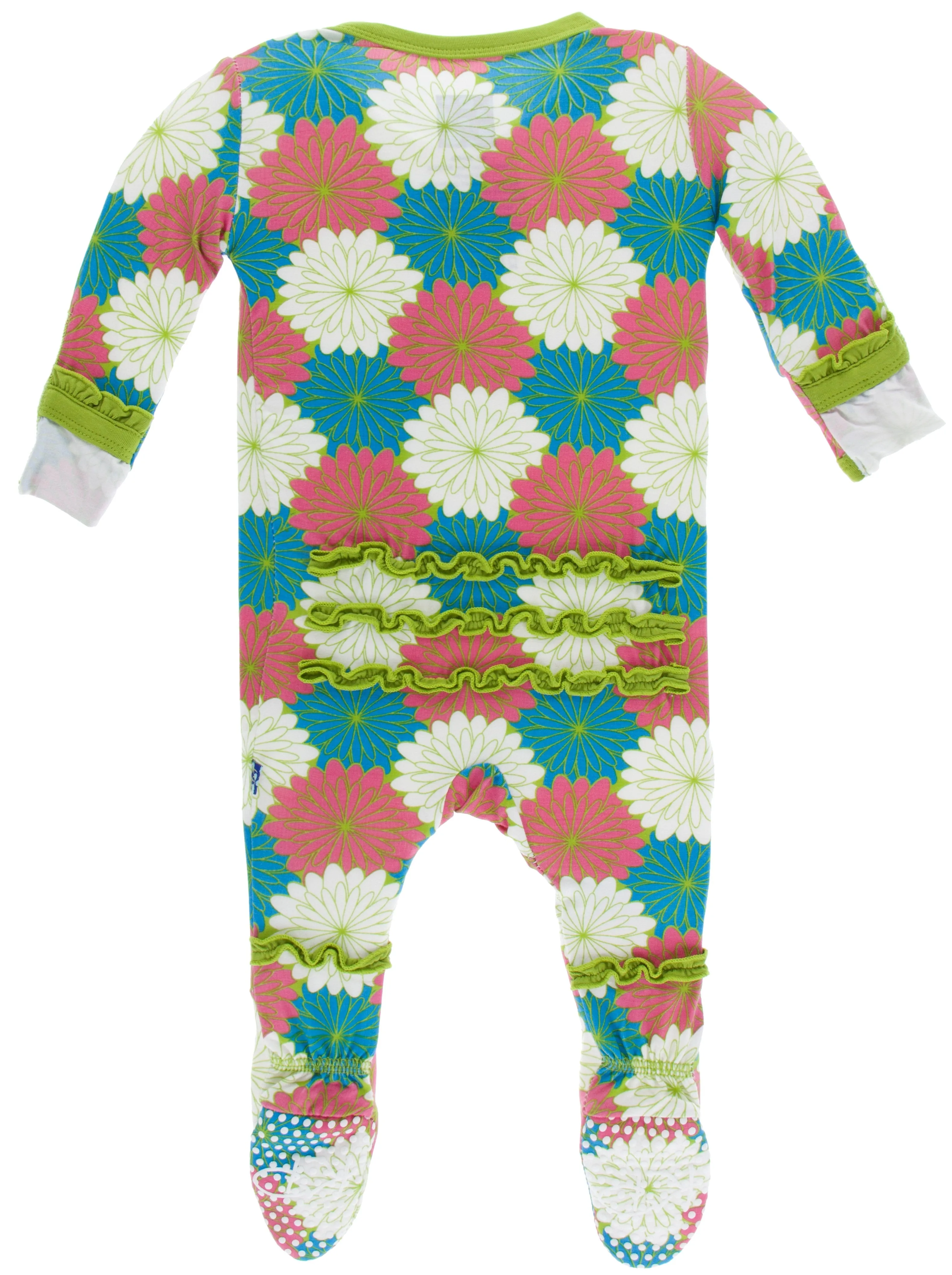 KicKee Pants Tropical Flowers Layette Classic Ruffle Footie with Zipper