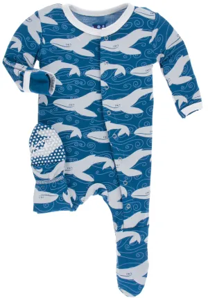 KicKee Pants Twilight Whale Footie with Zipper