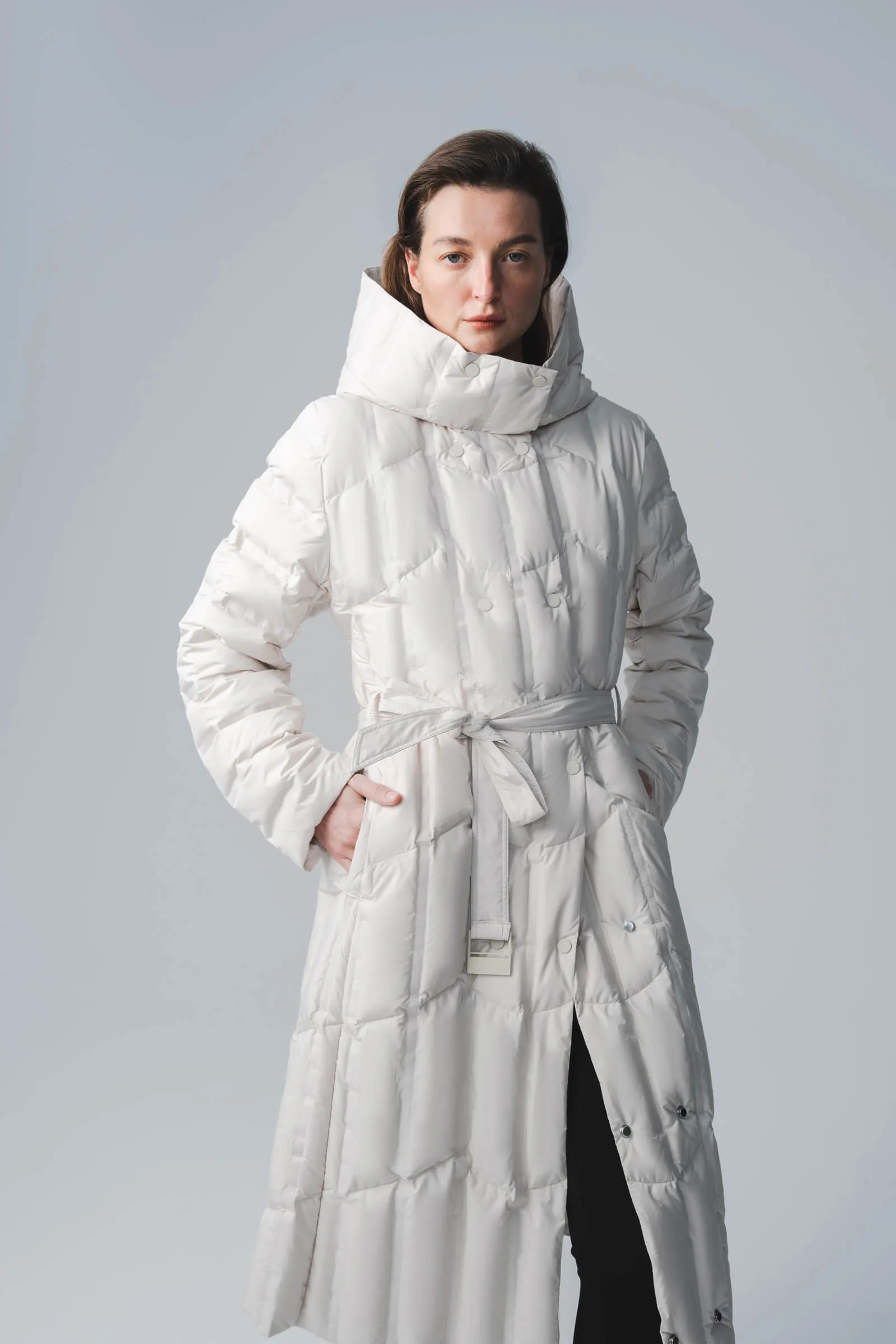 LILY Hooded Goose Down Long Down Coat