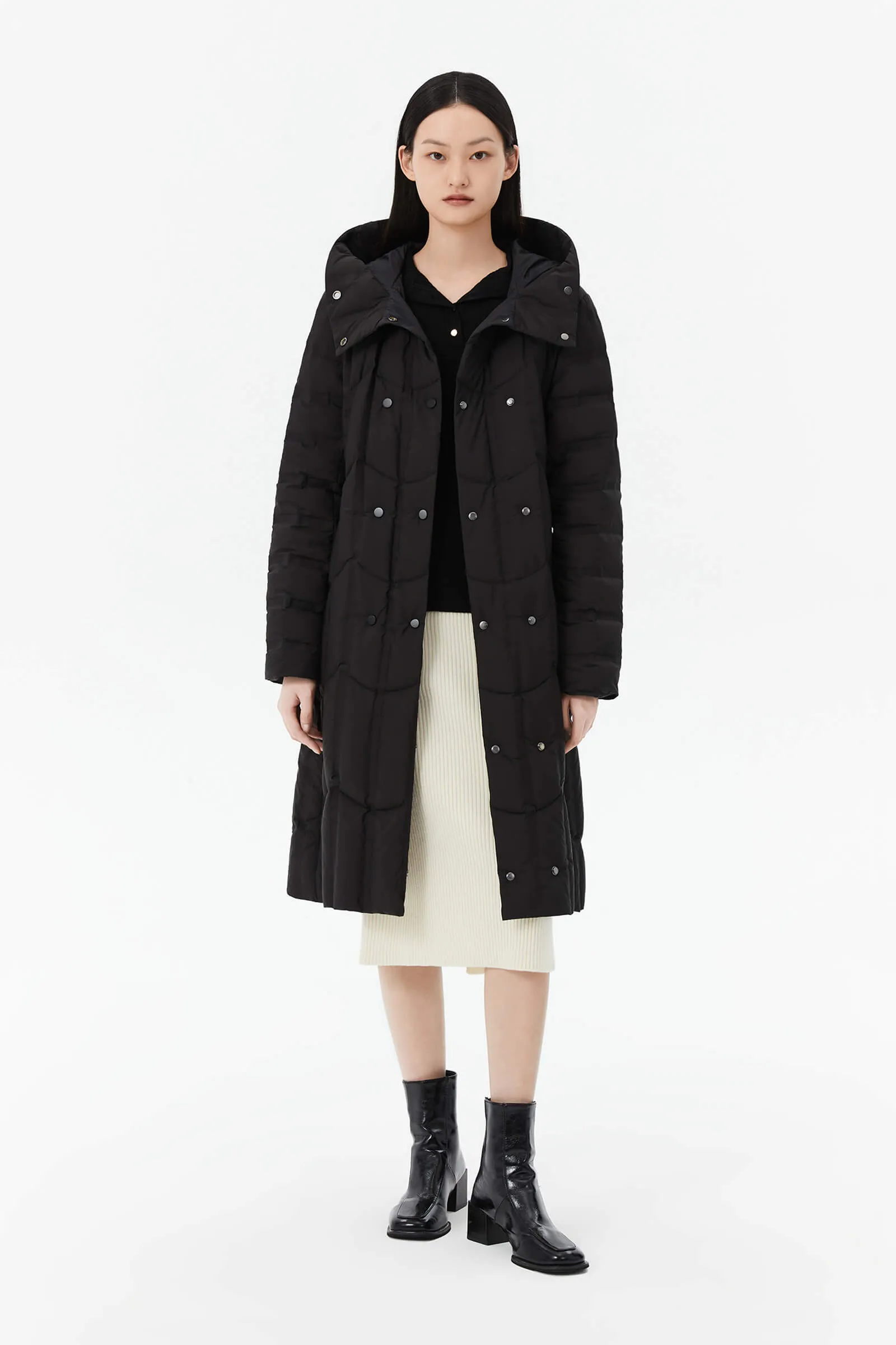 LILY Hooded Goose Down Long Down Coat