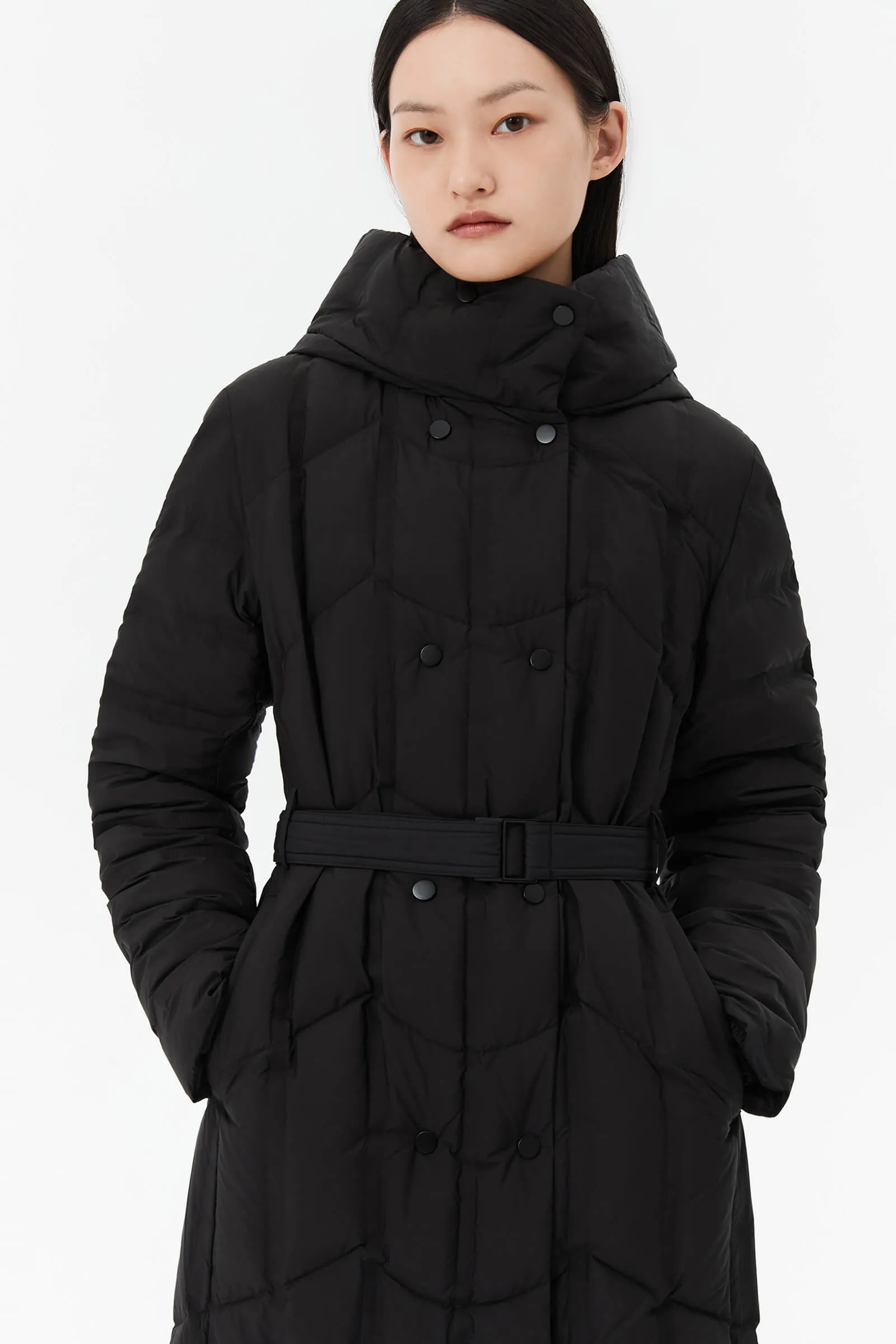 LILY Hooded Goose Down Long Down Coat