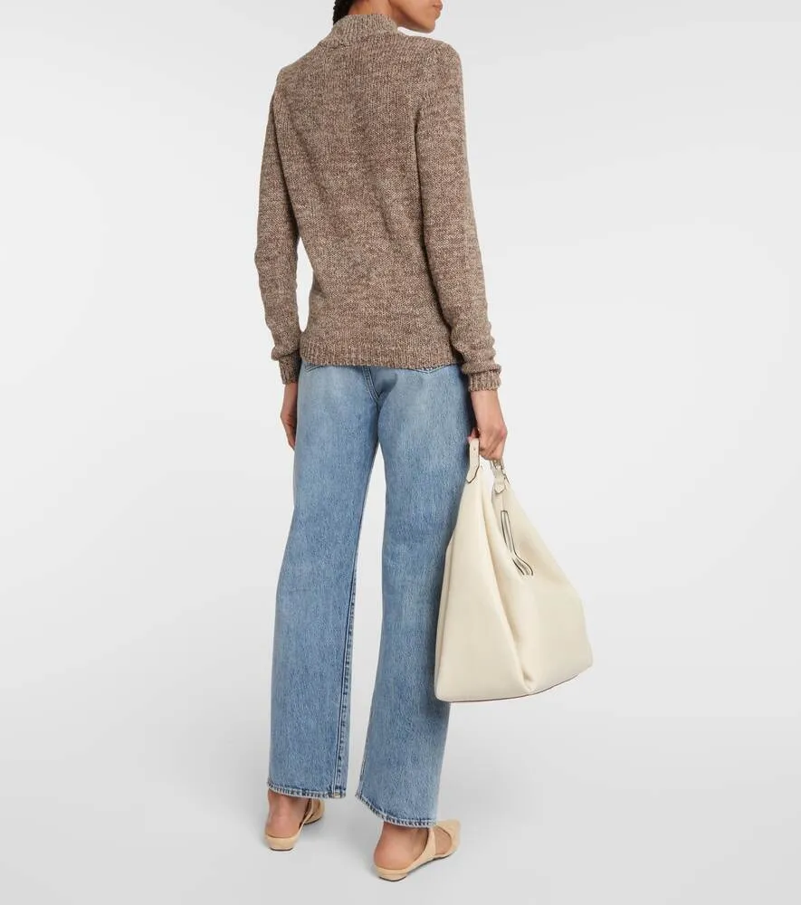 Linen, cotton and silk turtleneck TOTEME, brown