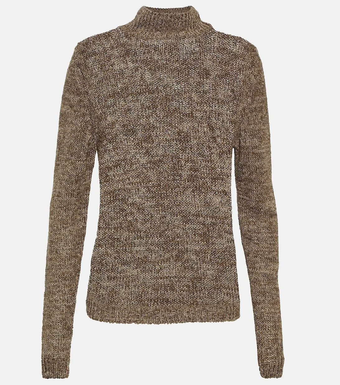 Linen, cotton and silk turtleneck TOTEME, brown