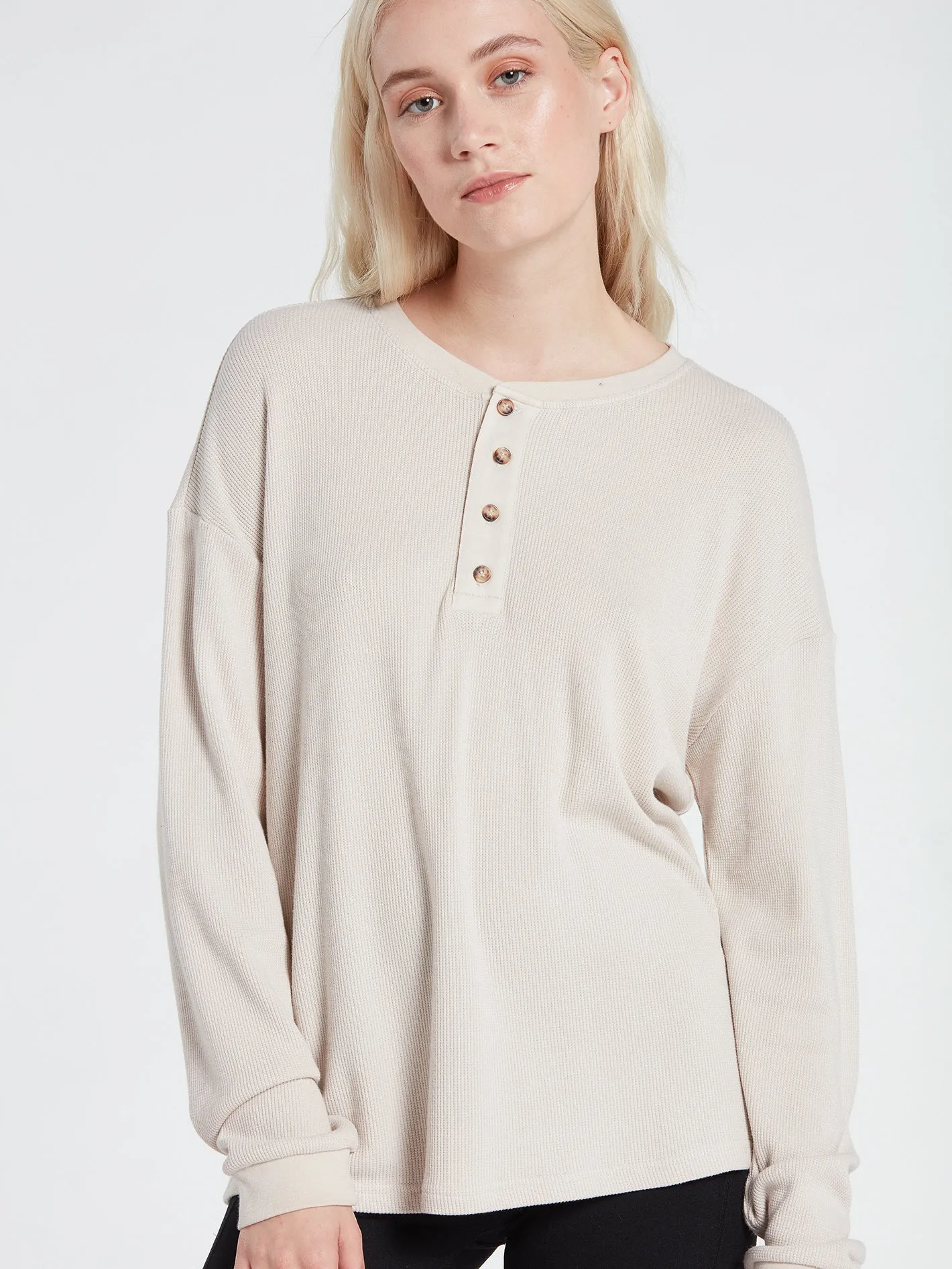 Lived In Lounge Thermal Long Sleeve Tee - Bone