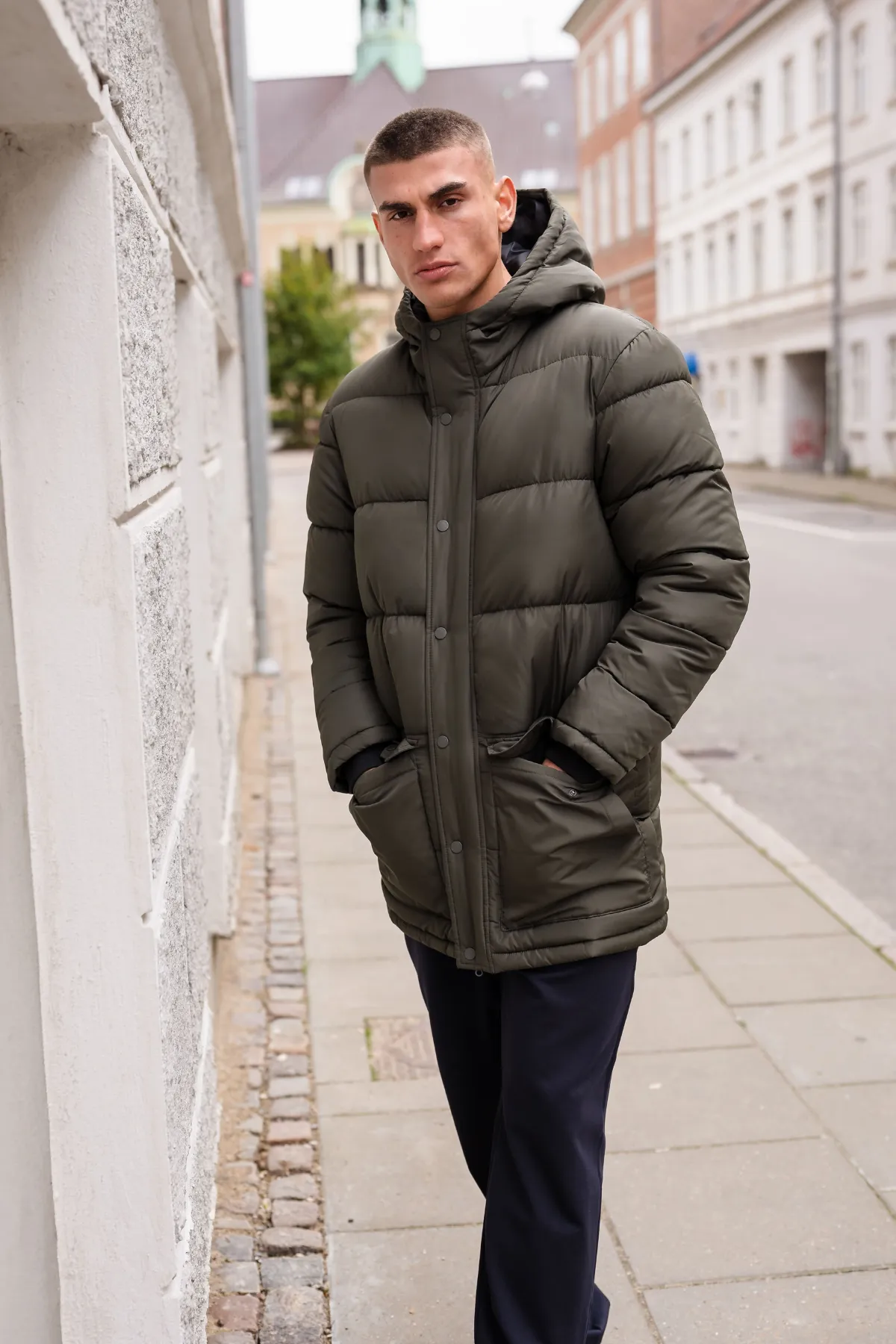 Long Puffer Jacket - Olive