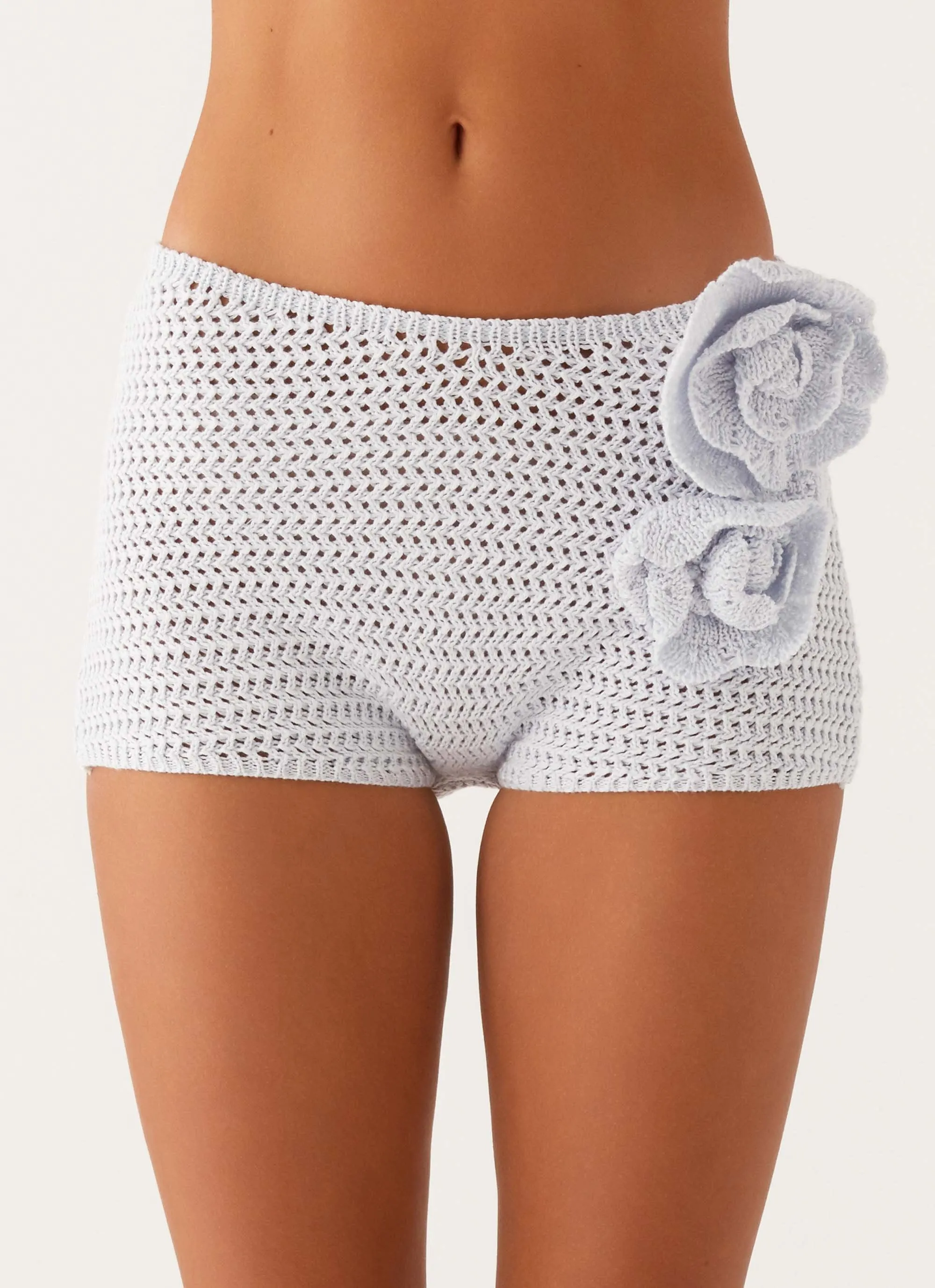 Maia Rose Crochet Mini Shorts - Baby Blue