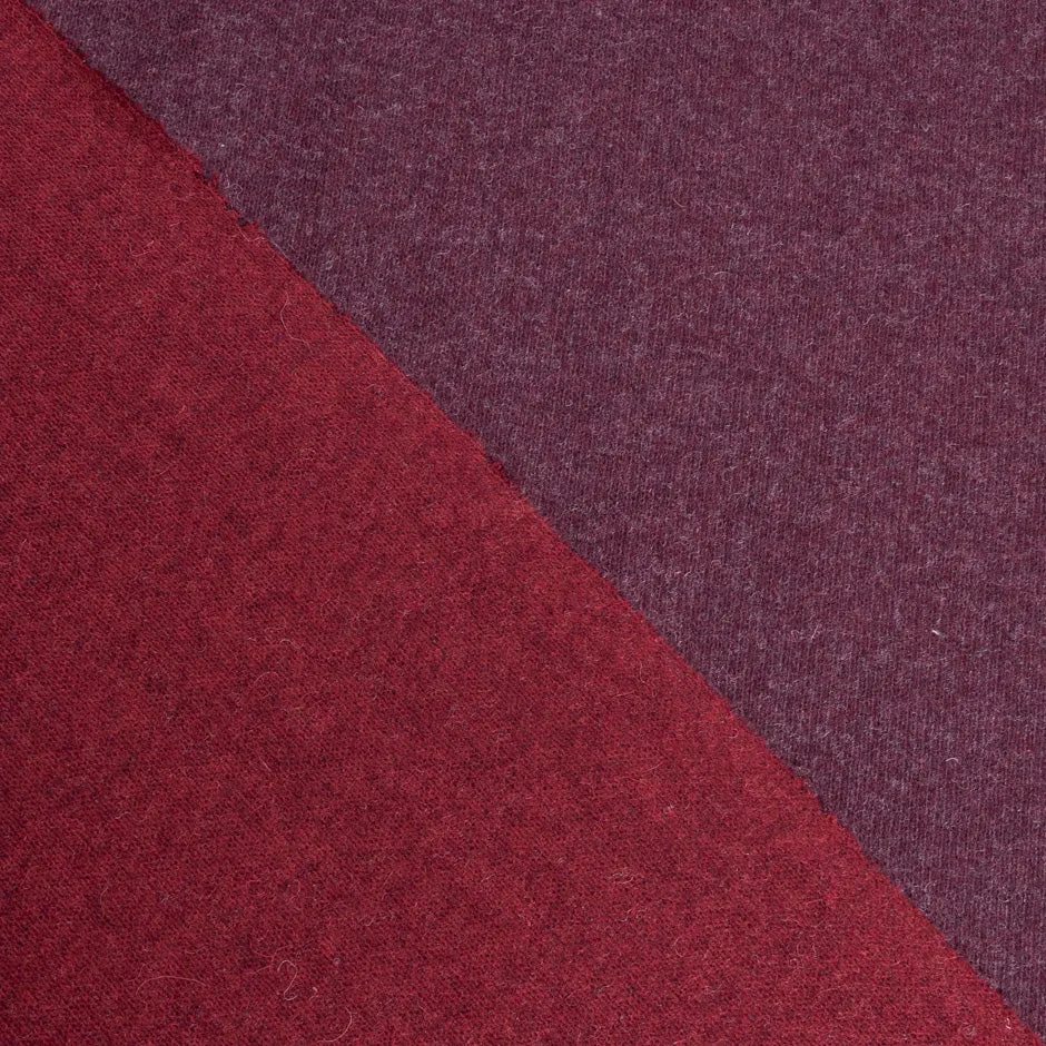 Mauve & Deep Red Double Faced Wool Jersey