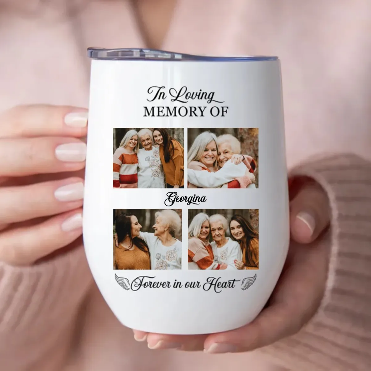 Memorial - In Loving Memory Of You Forever In Our Heart - Personalized Wine Tumbler