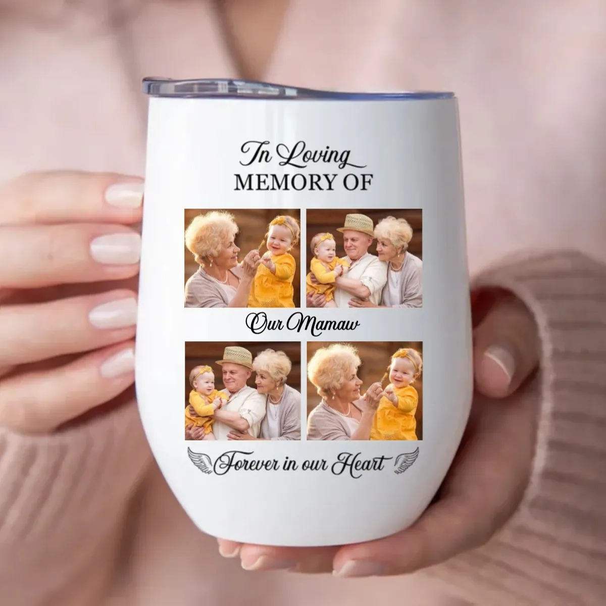 Memorial - In Loving Memory Of You Forever In Our Heart - Personalized Wine Tumbler