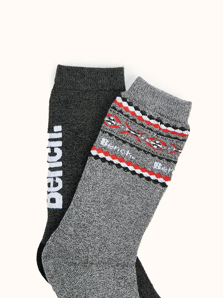 Men's Full Cushion Thermal Crew Socks (2 Pairs) - Grey