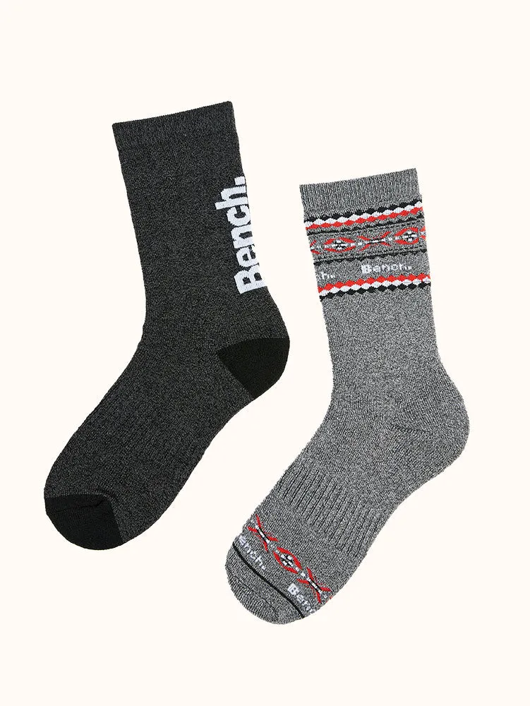 Men's Full Cushion Thermal Crew Socks (2 Pairs) - Grey