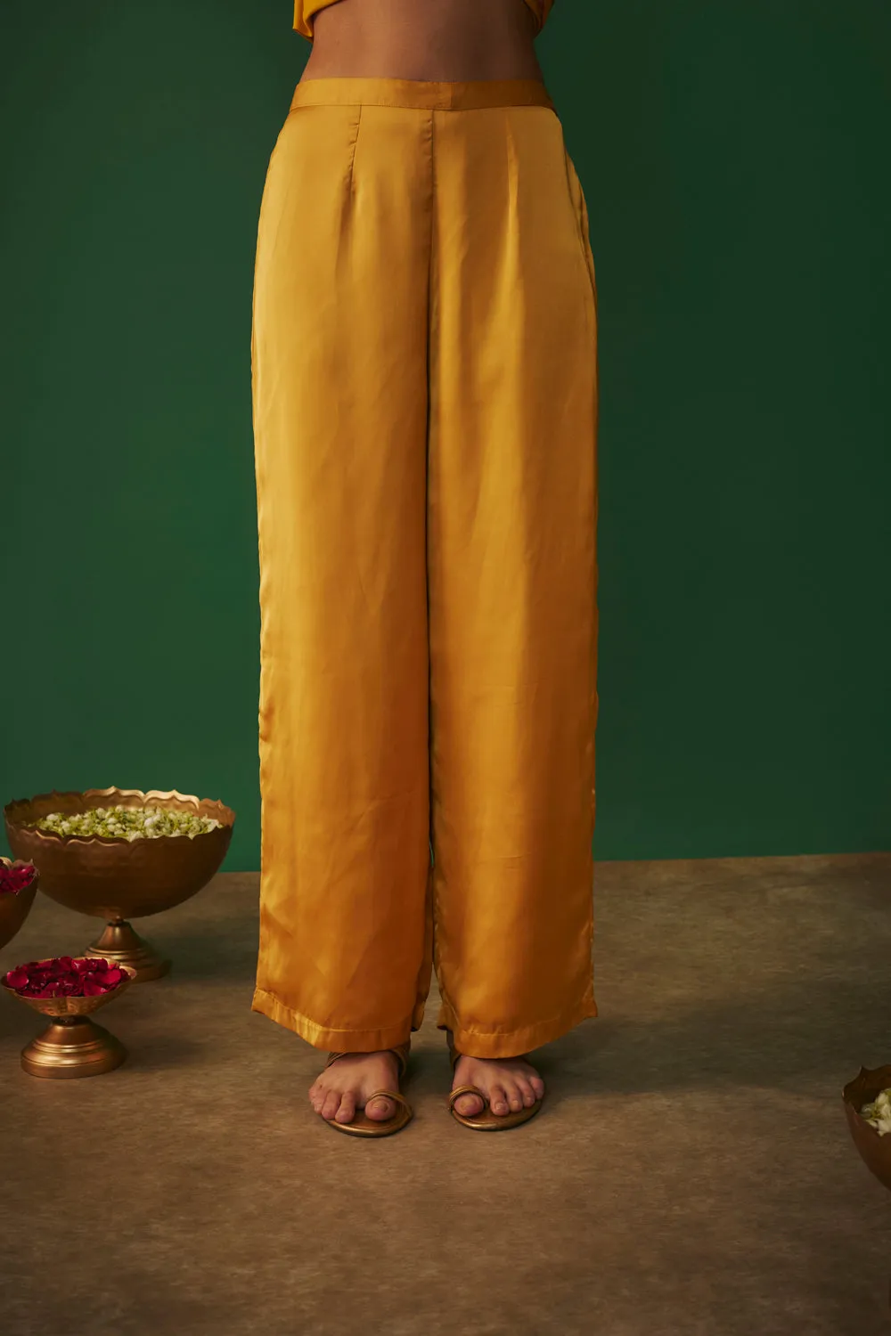 Mustard Yellow Mukaish Embrodiered Kurta And Pants Set