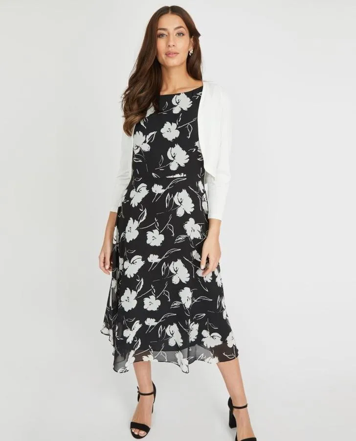 Painterly Floral Fit and Flare Dress