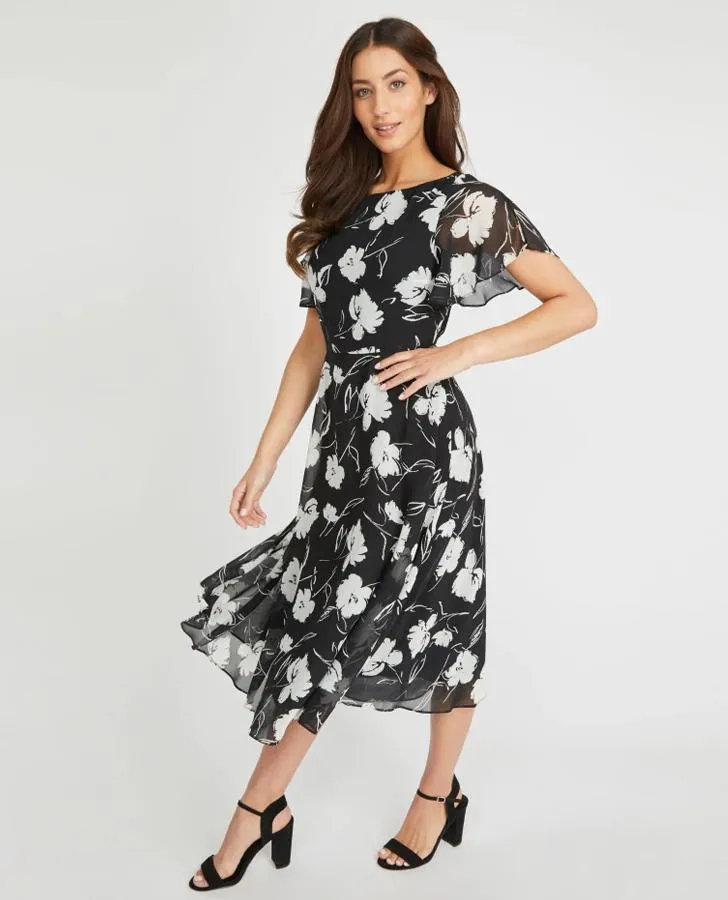 Painterly Floral Fit and Flare Dress