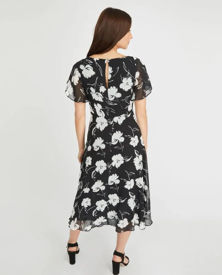 Painterly Floral Fit and Flare Dress