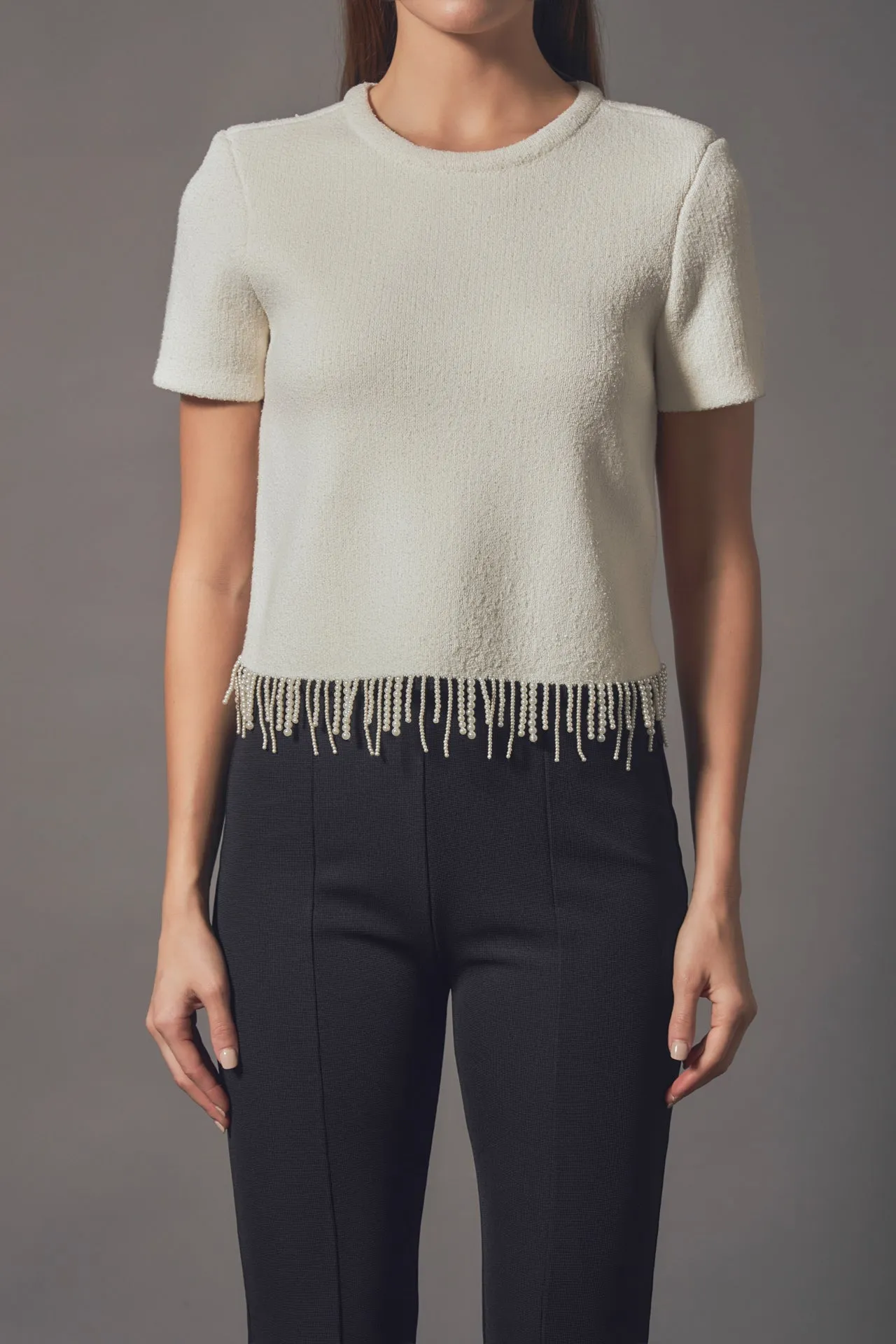 Premium Pearl Trim Knit Top