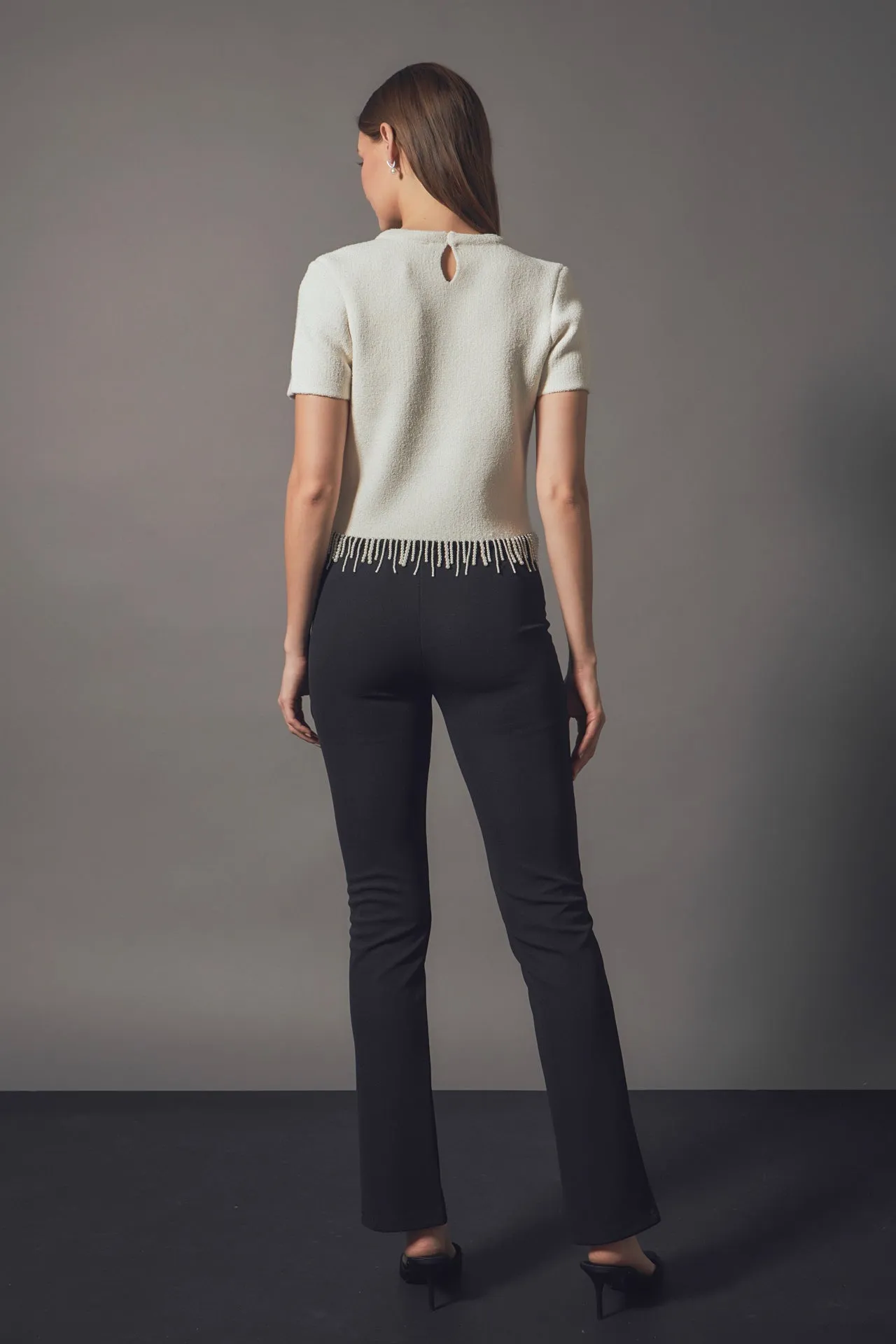 Premium Pearl Trim Knit Top