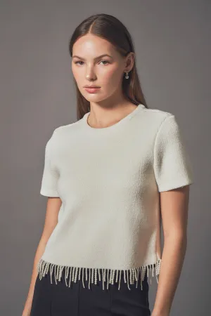 Premium Pearl Trim Knit Top