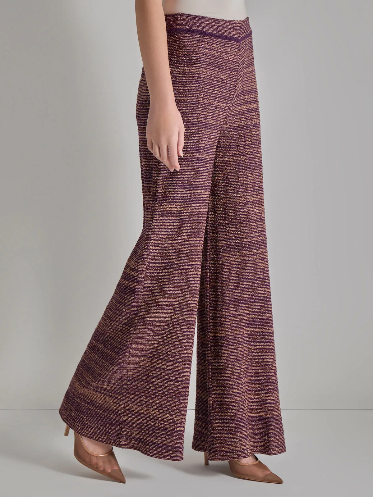 Pull-On Wide Leg Pants - Tweed Knit