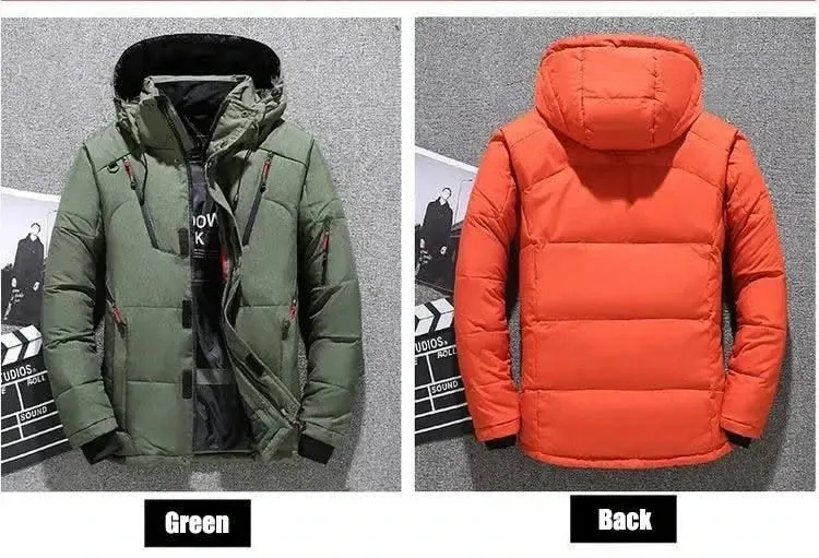 Q B ARISTOCRATIC Luxe Men's Down Jacket with Detachable Hood