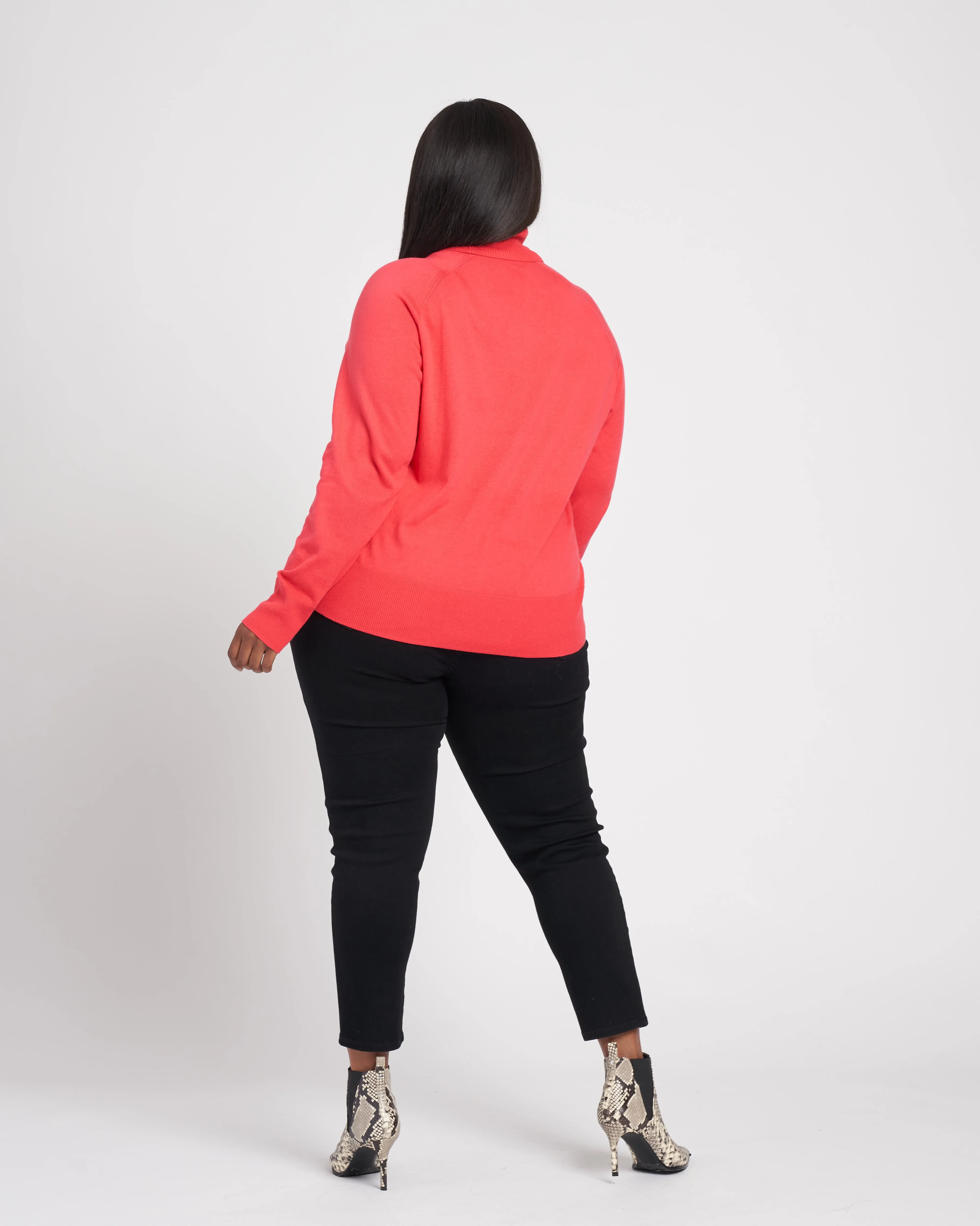 Renee Eco Raglan Turtleneck - Deep Rose