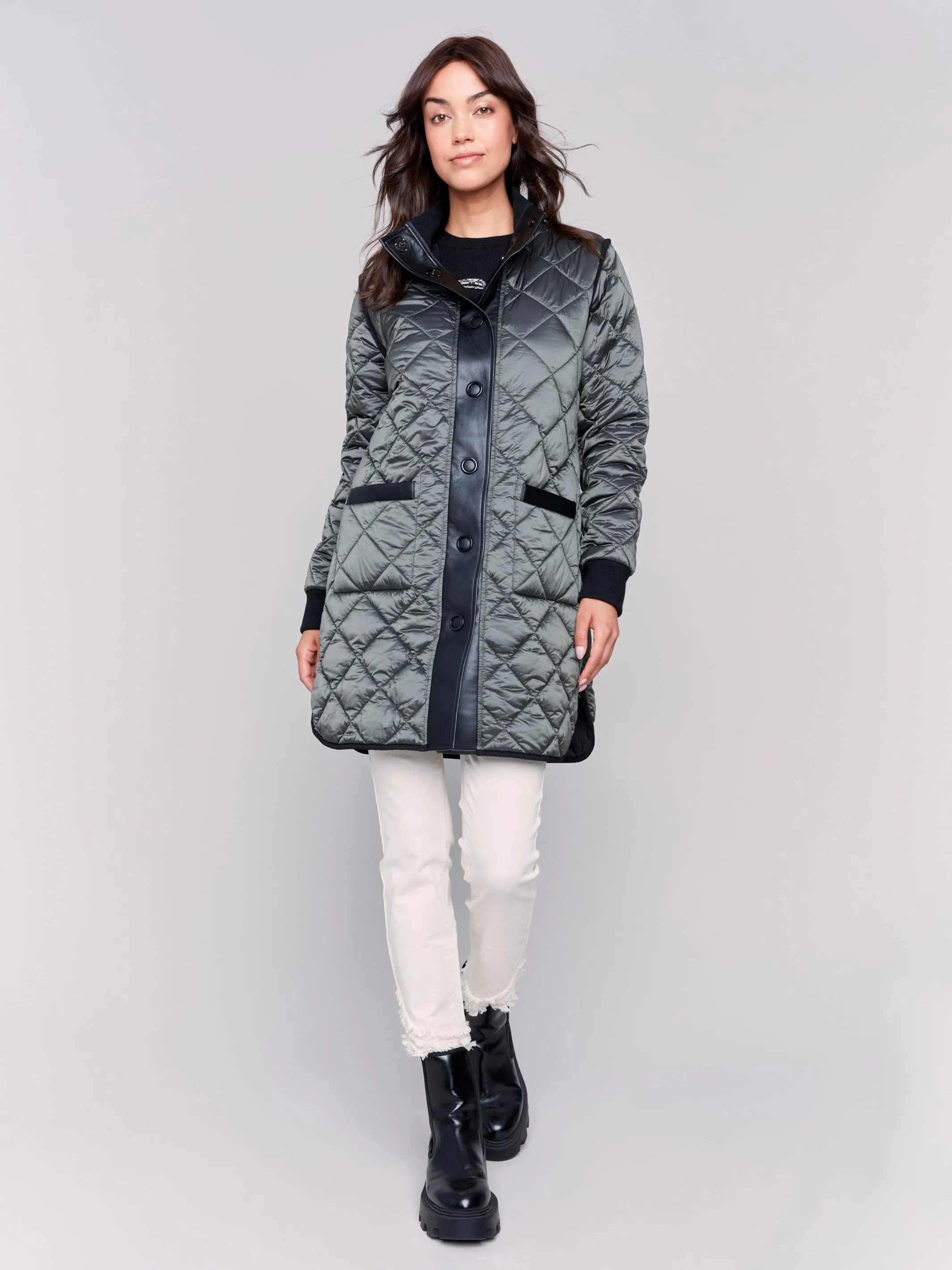 Reversible Quilted Puffer Jacket - Black