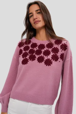 Rose Embroidered Floral Francine Sweater