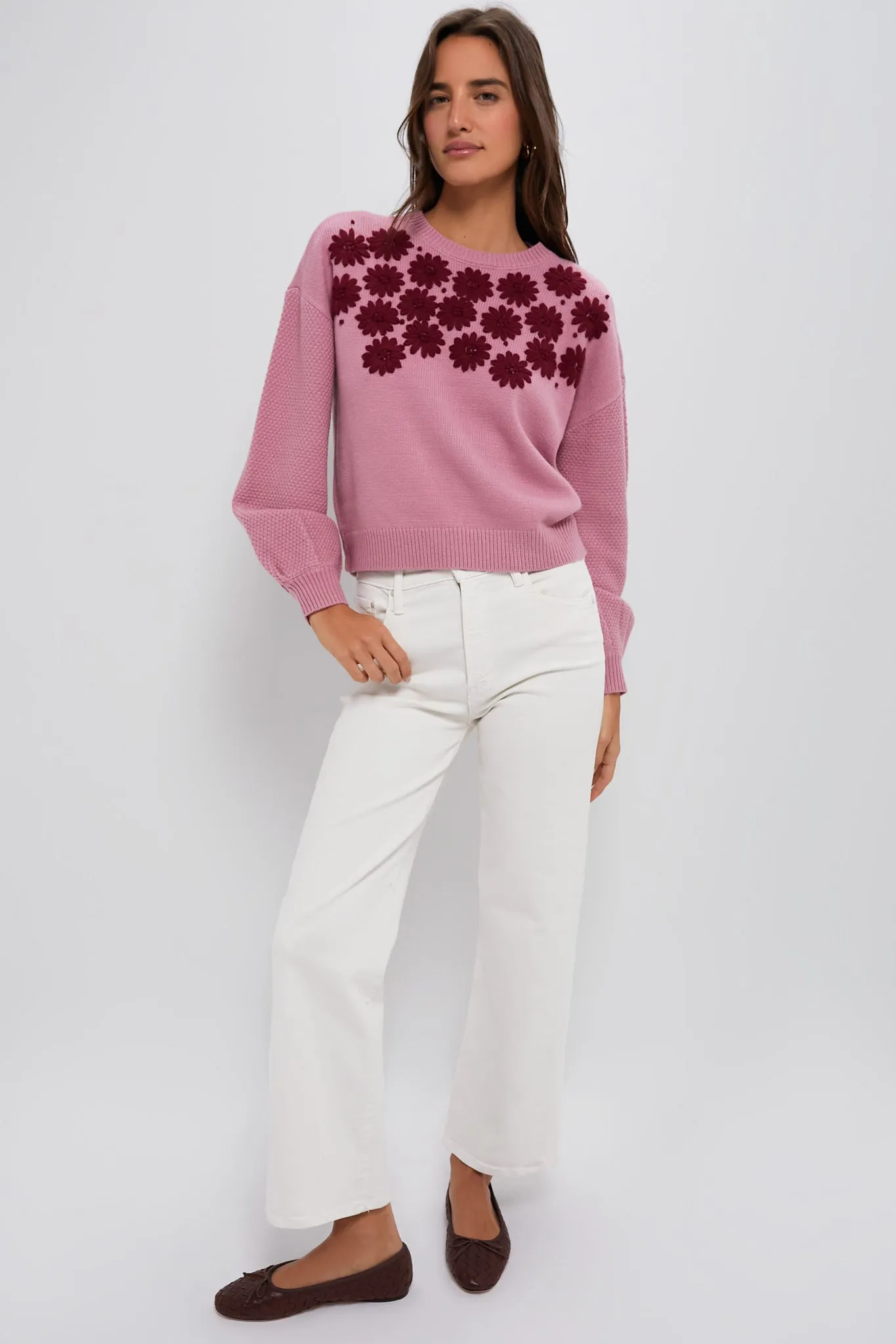 Rose Embroidered Floral Francine Sweater