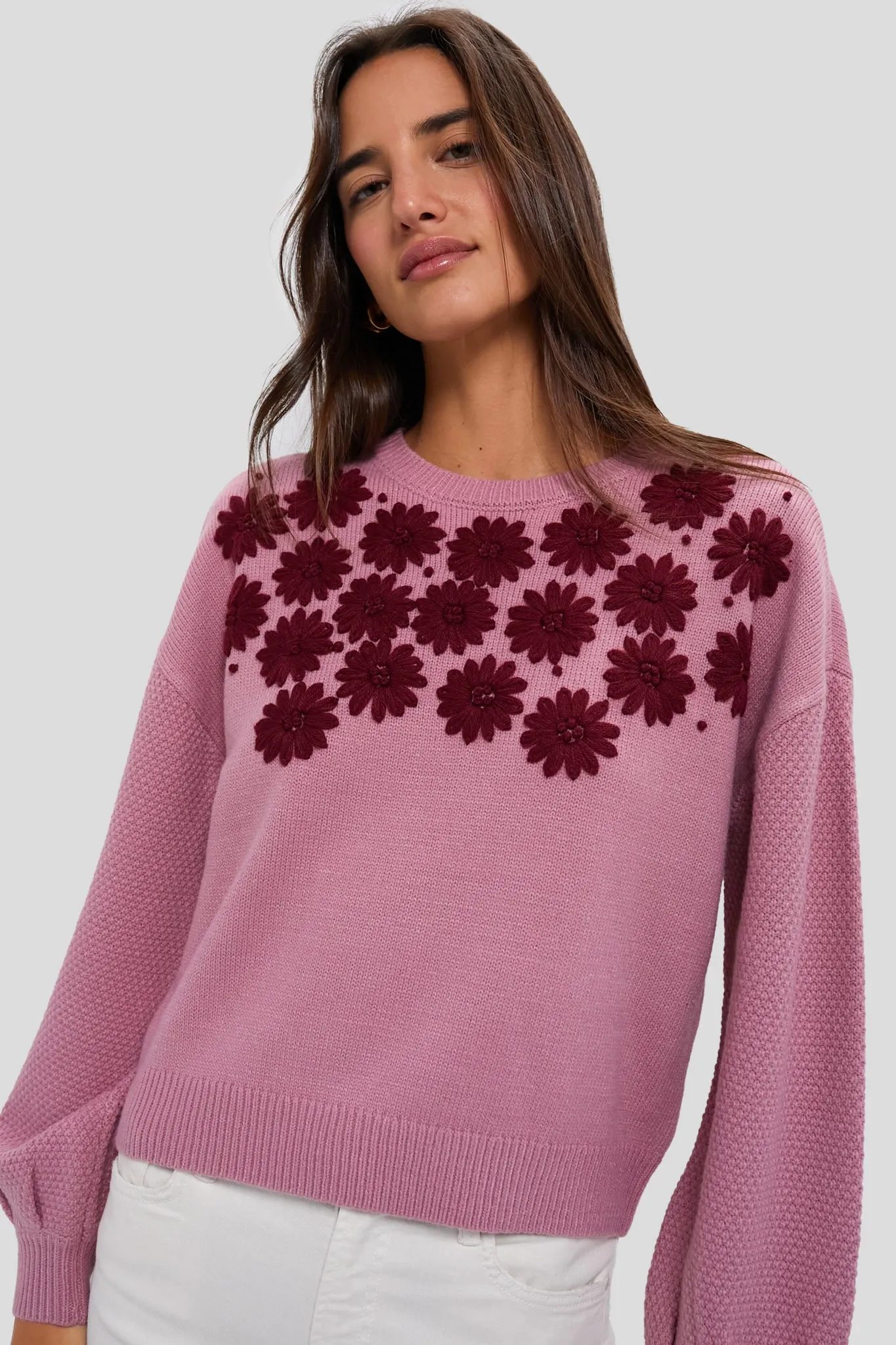 Rose Embroidered Floral Francine Sweater