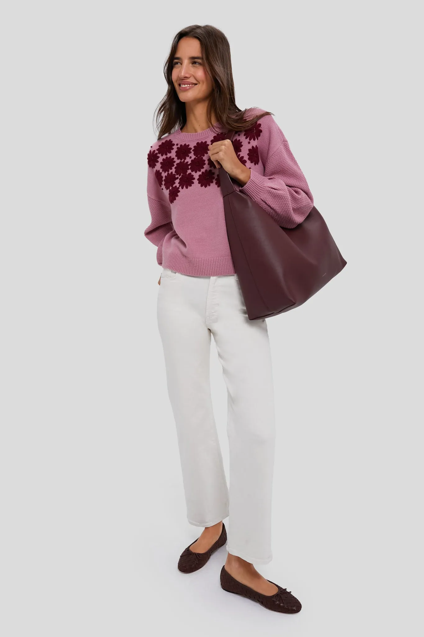 Rose Embroidered Floral Francine Sweater