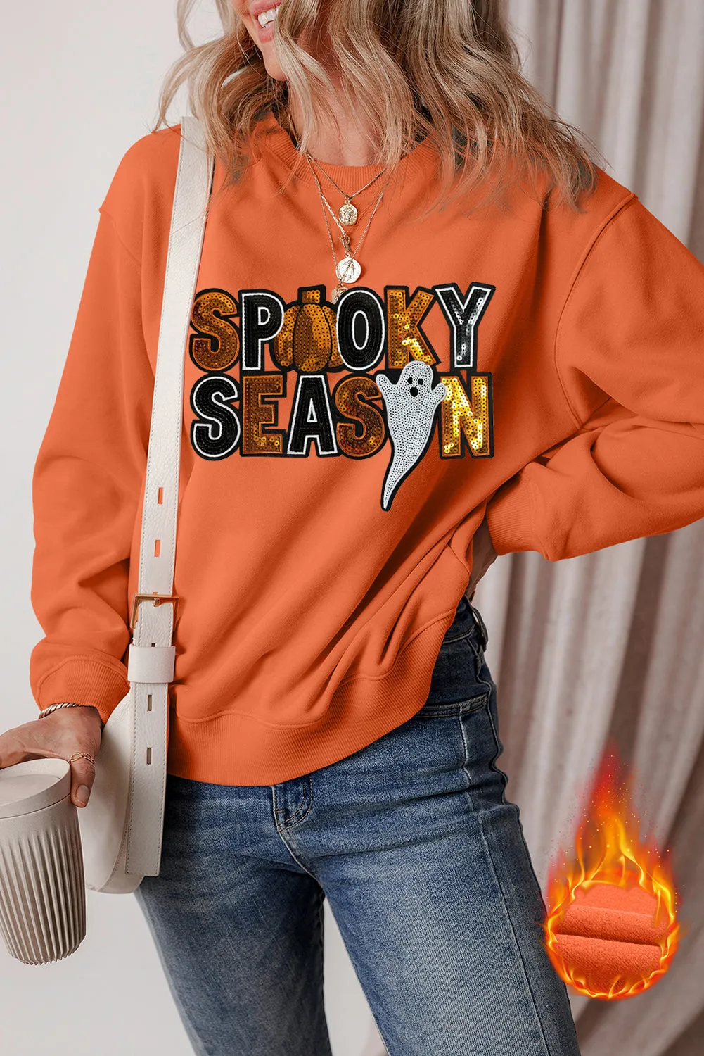 Sequin "SPOOKY SEASON" Halloween Ghost Sweatshirt