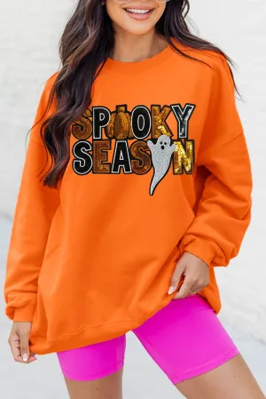 Sequin "SPOOKY SEASON" Halloween Ghost Sweatshirt