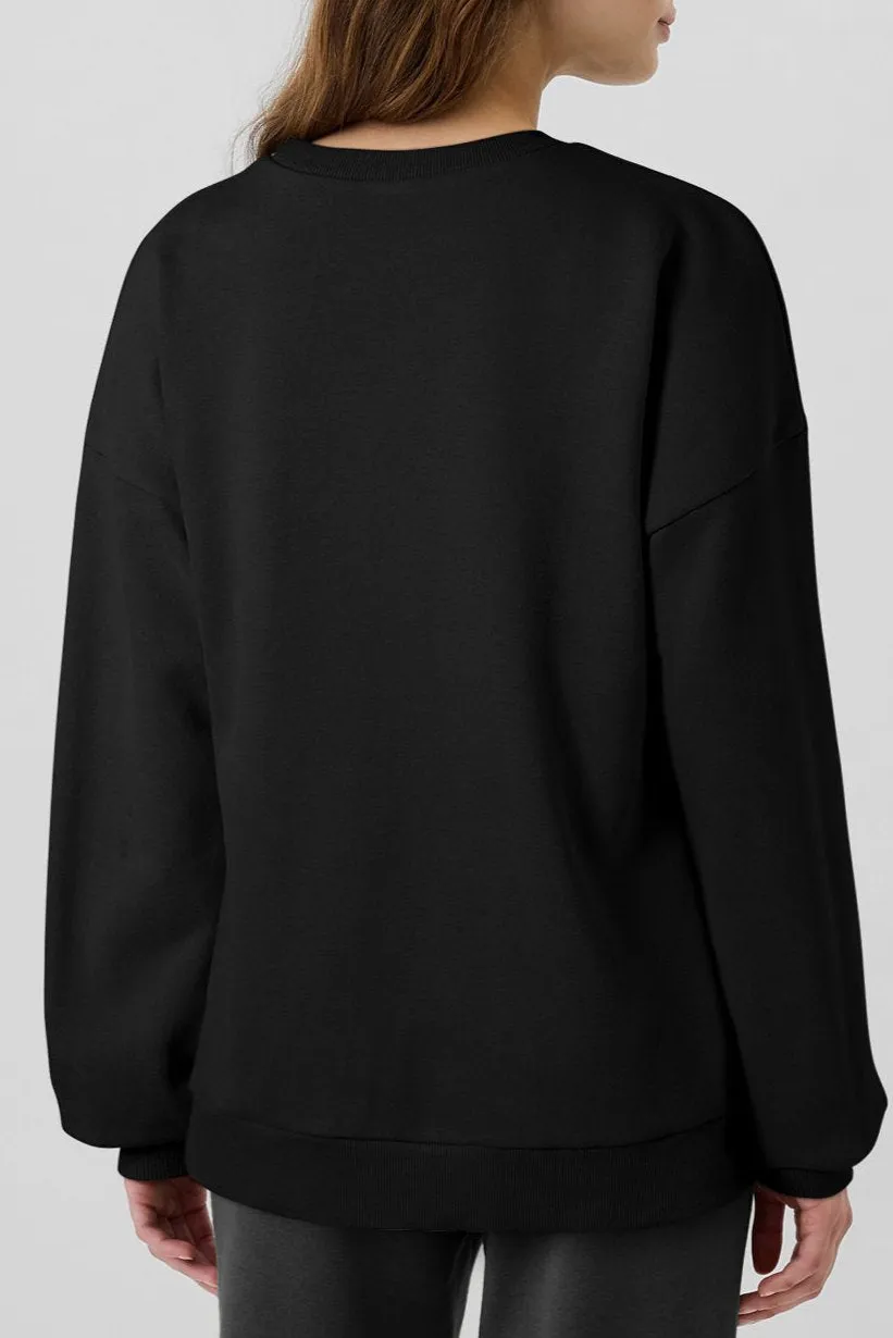 Solid Fleece Lined Sweatshirt