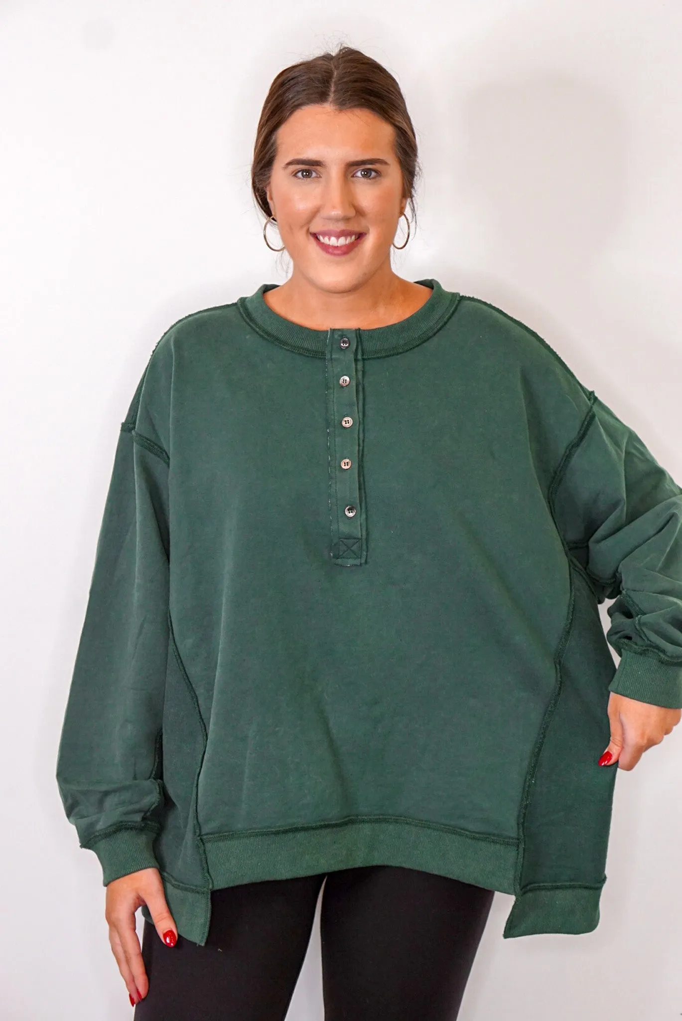 Stellar Weekend Washed Hunter Green Pullover