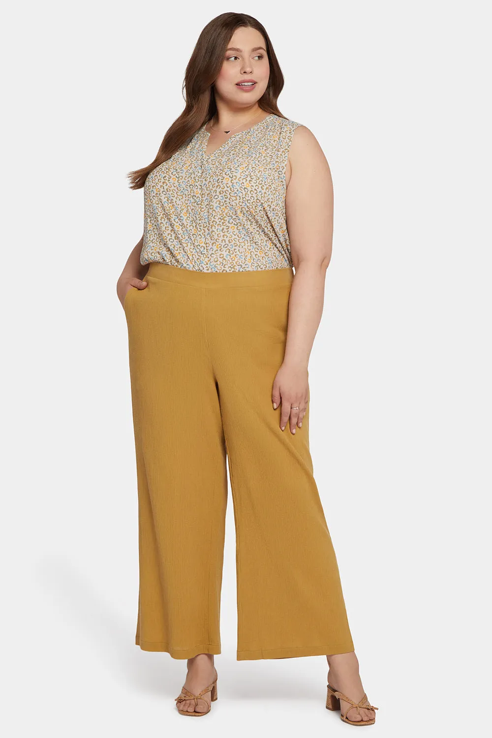 Straight Pull-On Pants In Plus Size - Olive Oil