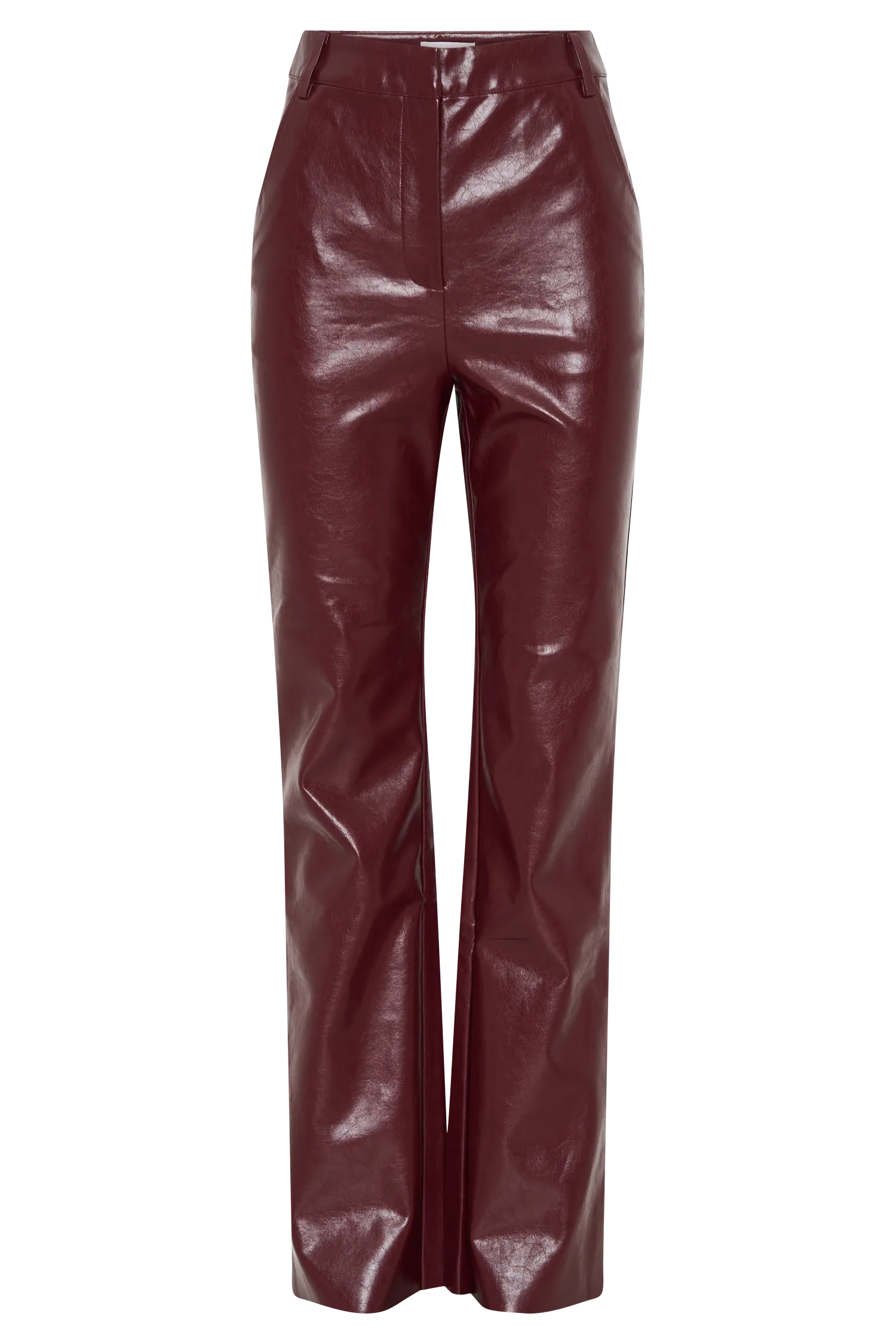 Tyra Straight Leg Faux Leather Pants - Cherry Red