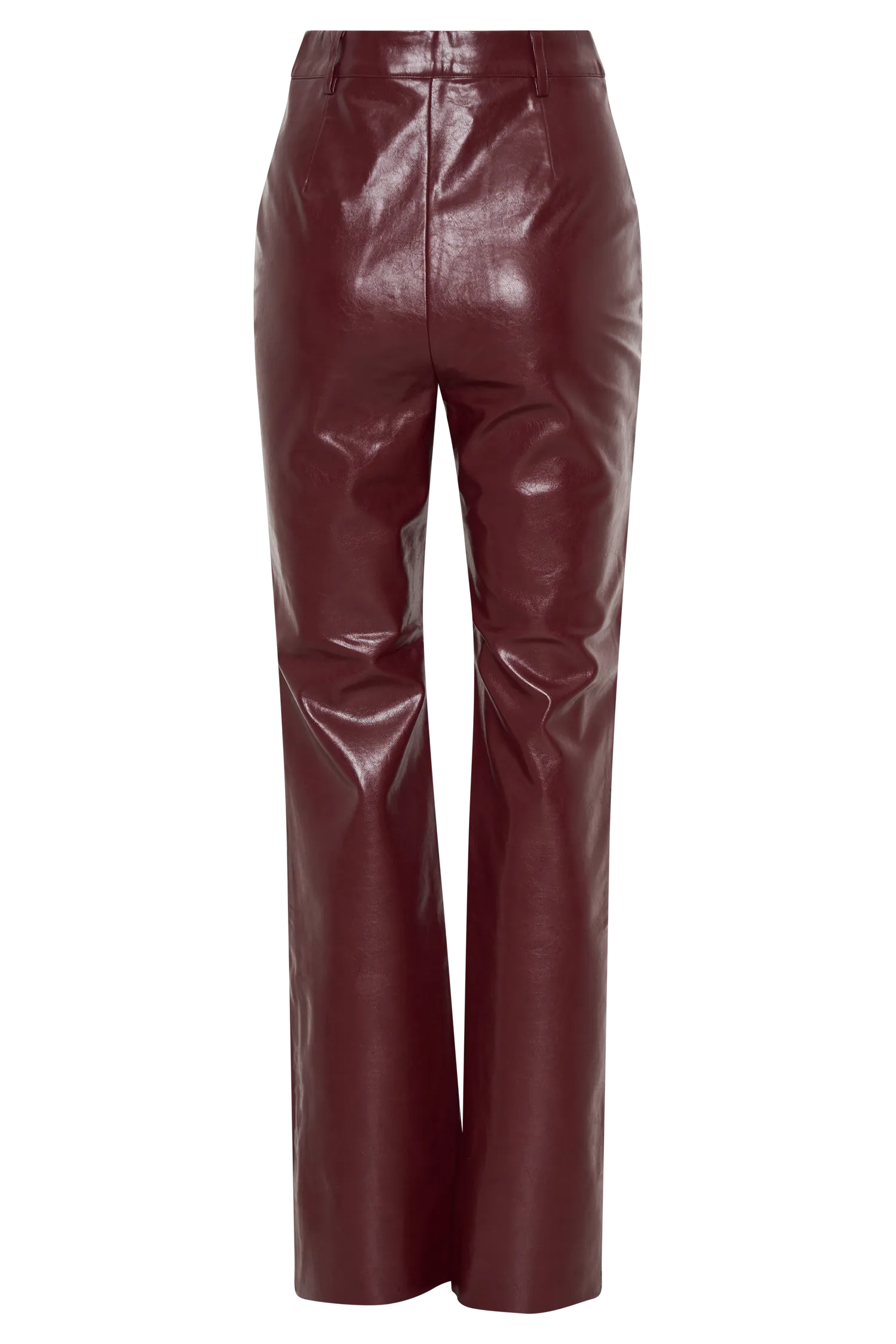 Tyra Straight Leg Faux Leather Pants - Cherry Red