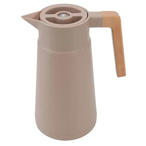 Vacuum Insulated Coffee Carafe Wide Handle Beech Wood 304 Stainless Steel Desktop Thermal Carafe GreyWzsydn (Color : Light Tan)