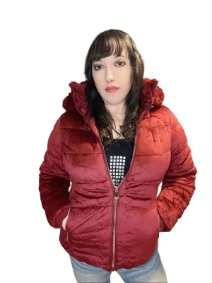 Valerie Velour Jacket: burgundy