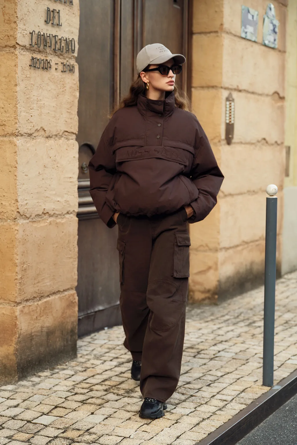 Vintage Brown Colour Pullover Puffer Jacket