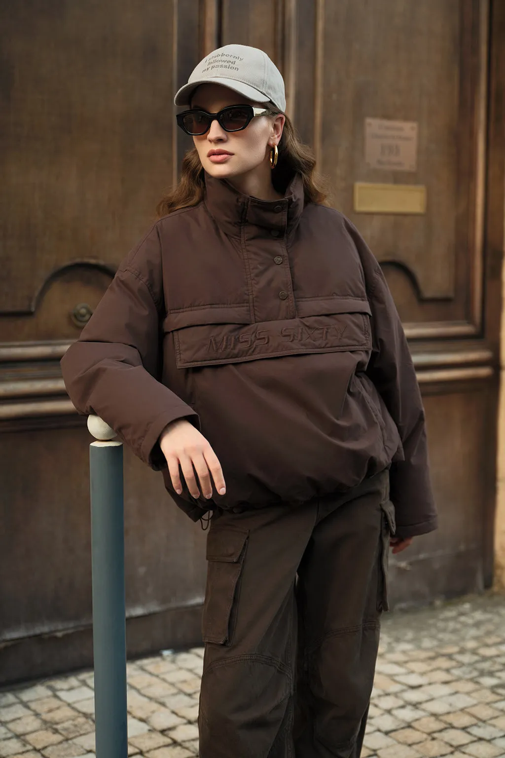 Vintage Brown Colour Pullover Puffer Jacket