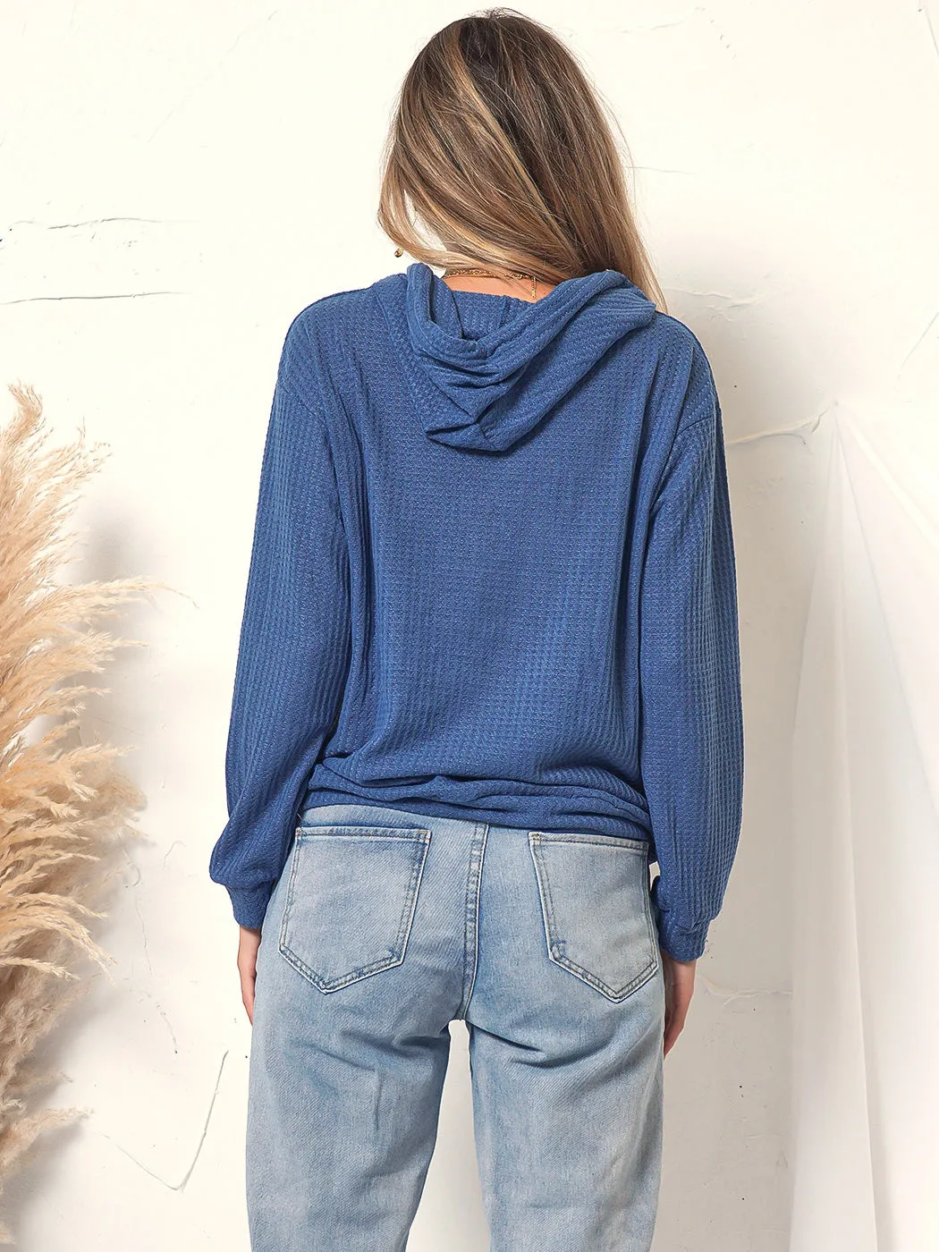 Waffle Knit Oversized Lounge Hoodie