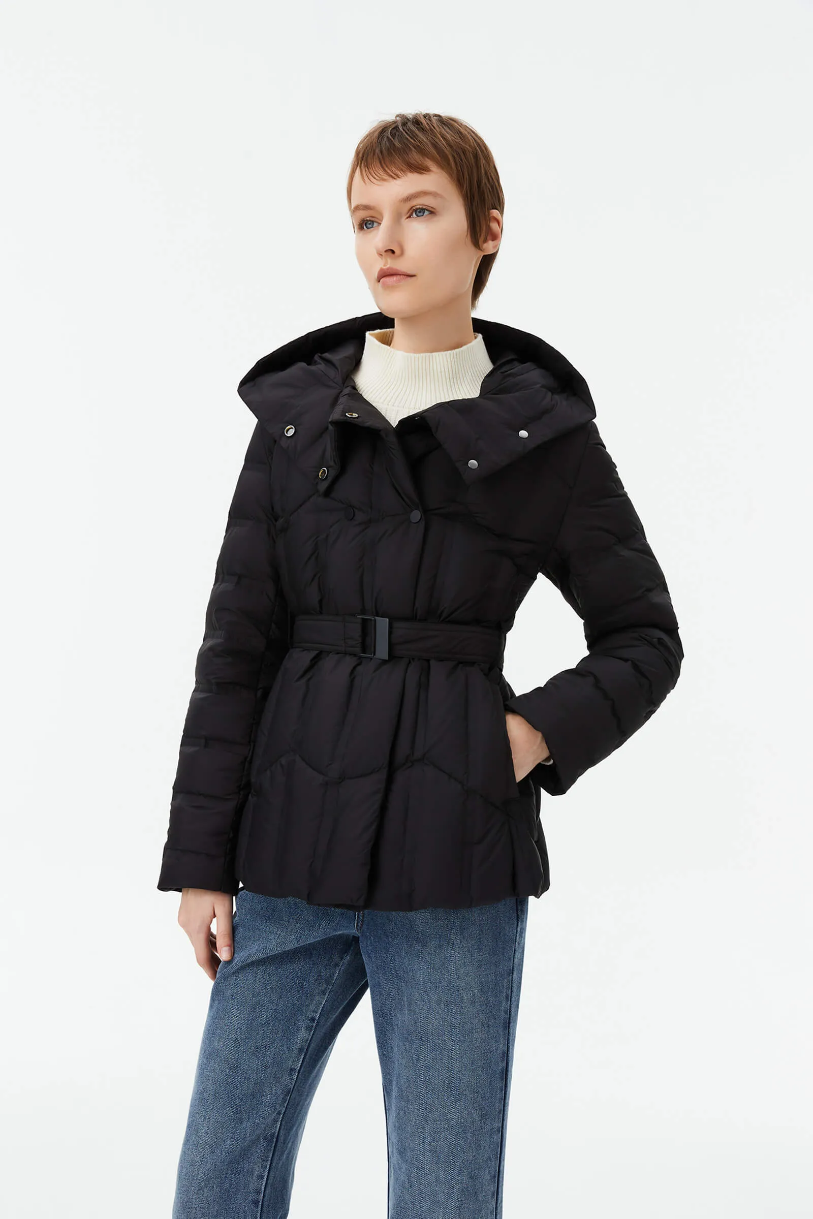 Warm Hooded Goose Down Jacket