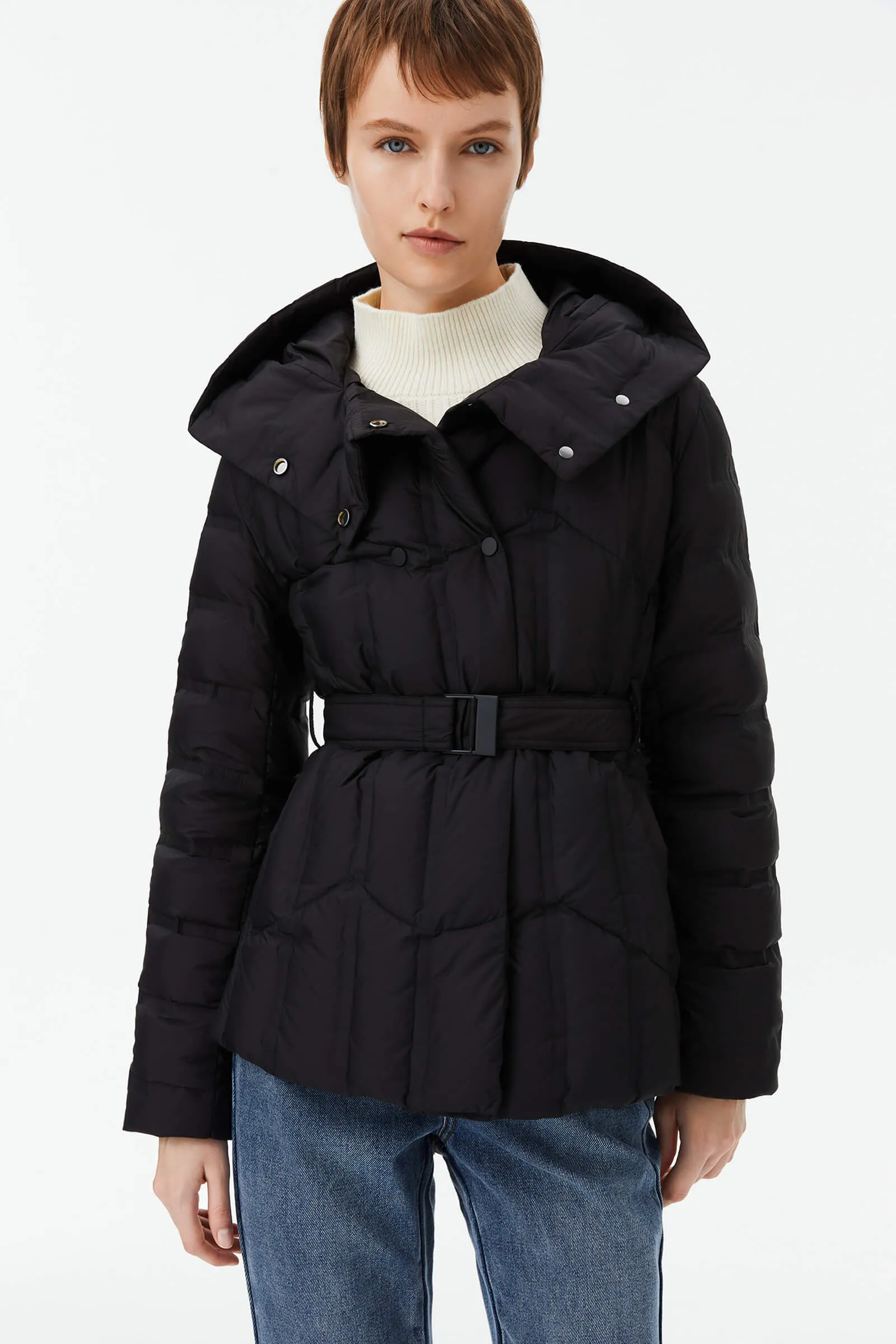 Warm Hooded Goose Down Jacket