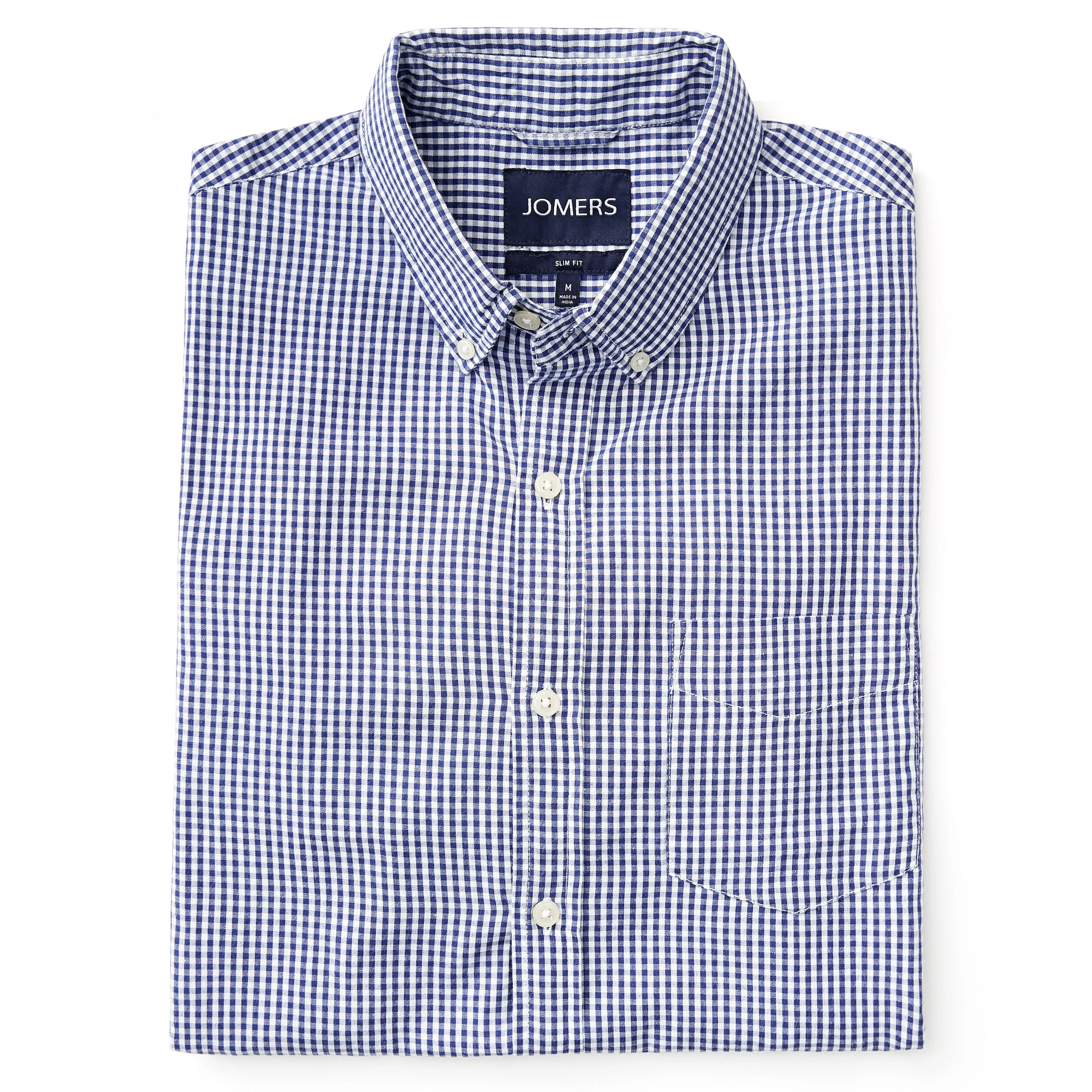 Washed Button Down Shirt - Mini Blue Gingham