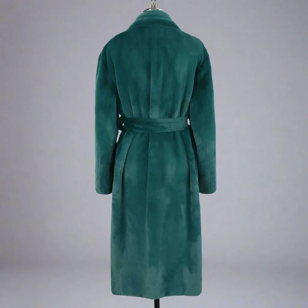 Women's Forest Green Faux Fur Long Coat