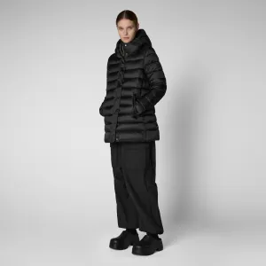 Women's Hooded Animal free Puffer Coat Drimia in Black