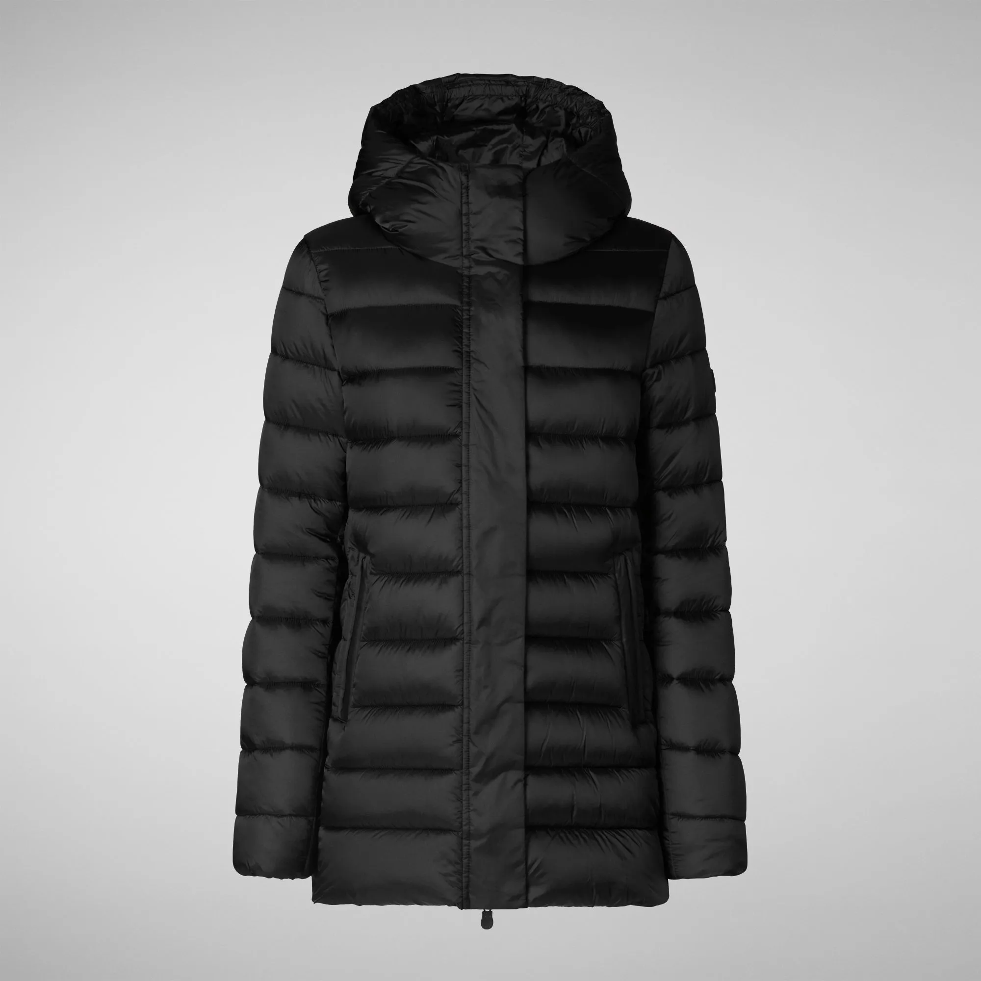 Women's Hooded Animal free Puffer Coat Drimia in Black